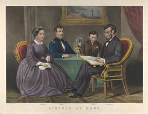 Lincoln hjemme, 1867 af Nathaniel Currier