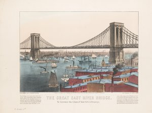 Den store East River-bro: til at forbinde byerne New York og Brooklyn, ca. 1872