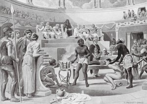 Slaver, der vidner under tortur (litho) af N. Prescott Davies