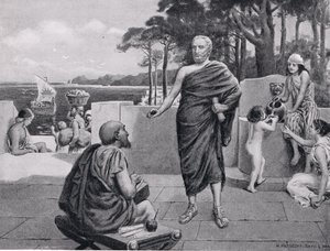 Thucydides i eksil, illustration fra Hutchinsons History of the Nations, 1915 af N. Prescott Davies