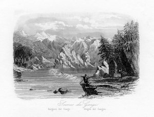 Kilden til Ganges, Indien, c1840 af N. Remond