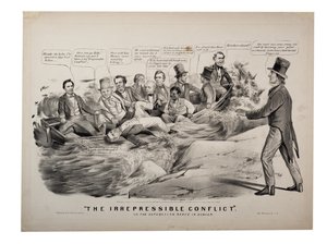 Den uovervindelige konflikt eller den republikanske pram i fare af N. and Ives J.M. (1824-95) Currier