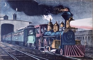 The Night Express, ca. 1860 (farve litho) af Currier and Ives