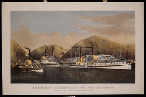 Amerikanske dampskibe på Hudson. Passerer højlandet. Drew, St John og Excelsior