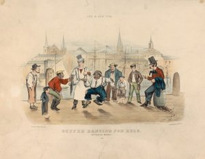 Cuffee Dancing for Eels – Catharine Market (Livet i New York) af Currier and Ives