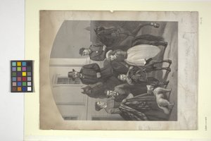 General Grant og hans familie (håndkoloreret litografi)
