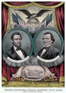 Grand National Union Banner for 1864 (farvelitografi) af Currier and Ives
