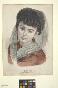 Hattie (håndfarvet litografi)