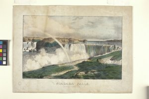 Niagara Falls, fra Canada Side (håndfarvet litografi)