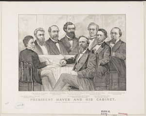 Præsident Hayes og hans kabinet, ca. 1877 (litho) af Currier and Ives