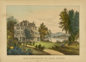 The Residence of Lord Byron (håndkoloreret litografi) af Currier and Ives