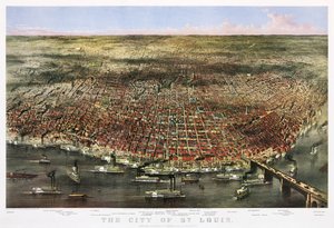 Byen St. Louis, ca. 1874 (farvelitografi) af Currier and Ives