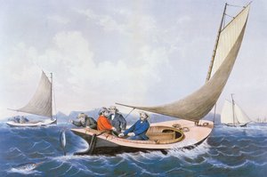 Trolling efter blå fisk ud for kysten af Maine af Currier and Ives