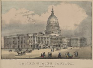 United States Capitol, Washington, D.C. 1872 (farvelitografi) af Currier and Ives