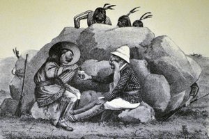 Currier & Ives Illustration 1800-tallet. En hylende dønning på krigsstien af N. and Ives, J.M. Currier