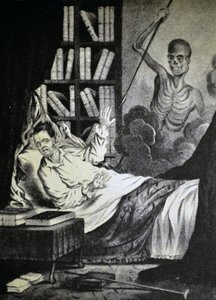 Currier & Ives Illustration 1800-tallet. Den onde mand i dødens time af N. and Ives, J.M. Currier