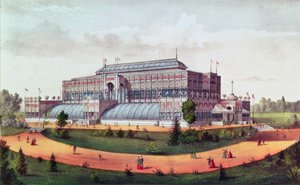 Horticultural Hall, Grand United States Centennial Exhibition 1876 af N. and Ives, J.M. Currier