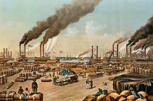 Levee - New Orleans, 1884 af N. and Ives, J.M. Currier