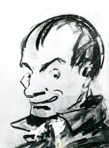 Karikatur af Charles Baudelaire (1821-67) (blyant på papir) (s/h foto) af Nadar