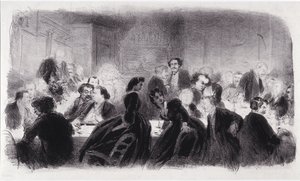 Anonym litografi, der repræsenterer litterære og kunstneriske personligheder i 1850