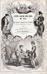 Frontispice af "Små albums til grin nummer 25. De skrev os fra Paris. Anden del”, 1850 (gravering) af Nadar