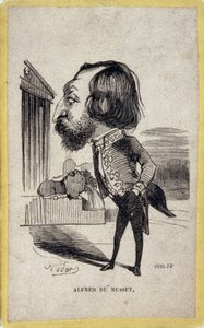 Portrætladning af Alfred de Musset (1810-1857), fransk digter og dramatiker. Tegnefilm af Gaspard Felix Tournachon dit Felix Nadar (1820-1910). af Nadar