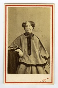 Portræt af forfatteren George Sand (1804-1876) (Aurore Dupin), baronesse Dudevant. Visitkort af Nadar