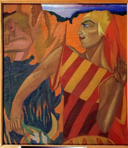 Medee - Kostumedesign til balletten The Golden Fleece (Medea. Costume Design for the Ballet The Golden Fleece) - Maleri af Nadhezhda Vladimirovna Lermontova (1885-1921), olie på lærred af Nadezhda Vladimirovna Lermontova