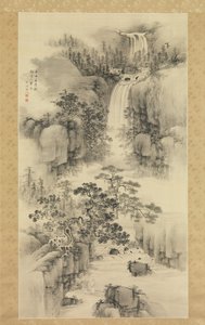 Landskab med vandfald, 1841. af Nakabayashi Chikuto