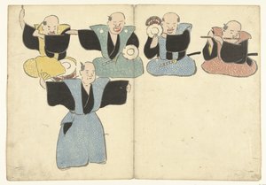 Fire musikere og en noh-danser Billedalbum af Korin (serietitel) Korin gafu (serietitel) af Nakamura Hochu