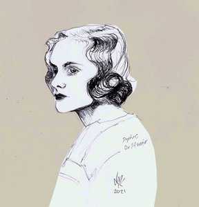 Daphne Du Maurier, 2021 (tegning) af Nancy Moniz Charalambous