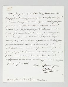 Underskrevet brev fra Napoleon til sin stedsøn, prins Eugène de Beauharnais Napoleon