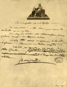 Brev fra førstekonsul Napoleon Bonaparte til greven af Provence, 6. september 1800, 1921.