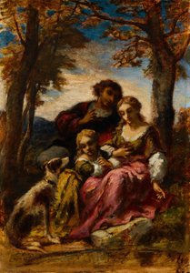 Figurer og en hund i et landskab, 1852. af Narcisse Virgile Diaz de la Peña