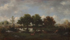 Skovlandskab med hjorte af Narcisse Virgile Diaz de la Peña
