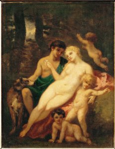 Venus og Adonis (maleri på lærred) af Narcisse Virgile Diaz de la Pena