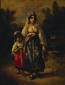 Kvinde og pige af Narcisse Virgile Diaz de la Peña