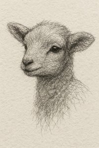 Tegning af et sødt lam af Natalie Bruns