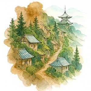 Japansk bjerglandsby af Natalie Bruns