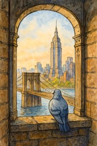 Pigeons udsigt over New York af Natalie Bruns