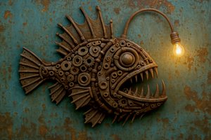 Steampunk-havtaske-lampe af Natalie Bruns