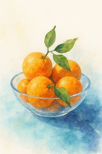 Akvarel: Citrusstilleben