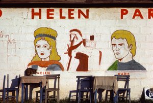 Vægmaleri på Helen of Troy-caféen i Troja, Tyrkiet af Nathan Benn