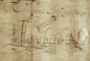 Signatur Elizabeth R for dronning Elizabeth I