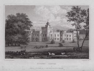 Hornby Castle (gravering) af Nathaniel (after) Whittock
