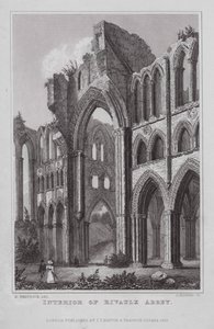 Interiør af Rivaulx Abbey (gravering) af Nathaniel (after) Whittock