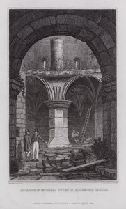 Interiør af Great Tower of Richmond Castle (gravering) af Nathaniel (after) Whittock