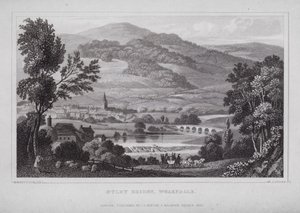 Otley Bridge, Wharfdale (gravering) af Nathaniel (after) Whittock