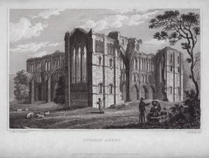 Rievaulx Abbey (gravering) af Nathaniel (after) Whittock