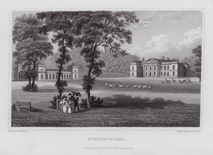 Studley Royal (gravering) af Nathaniel (after) Whittock
